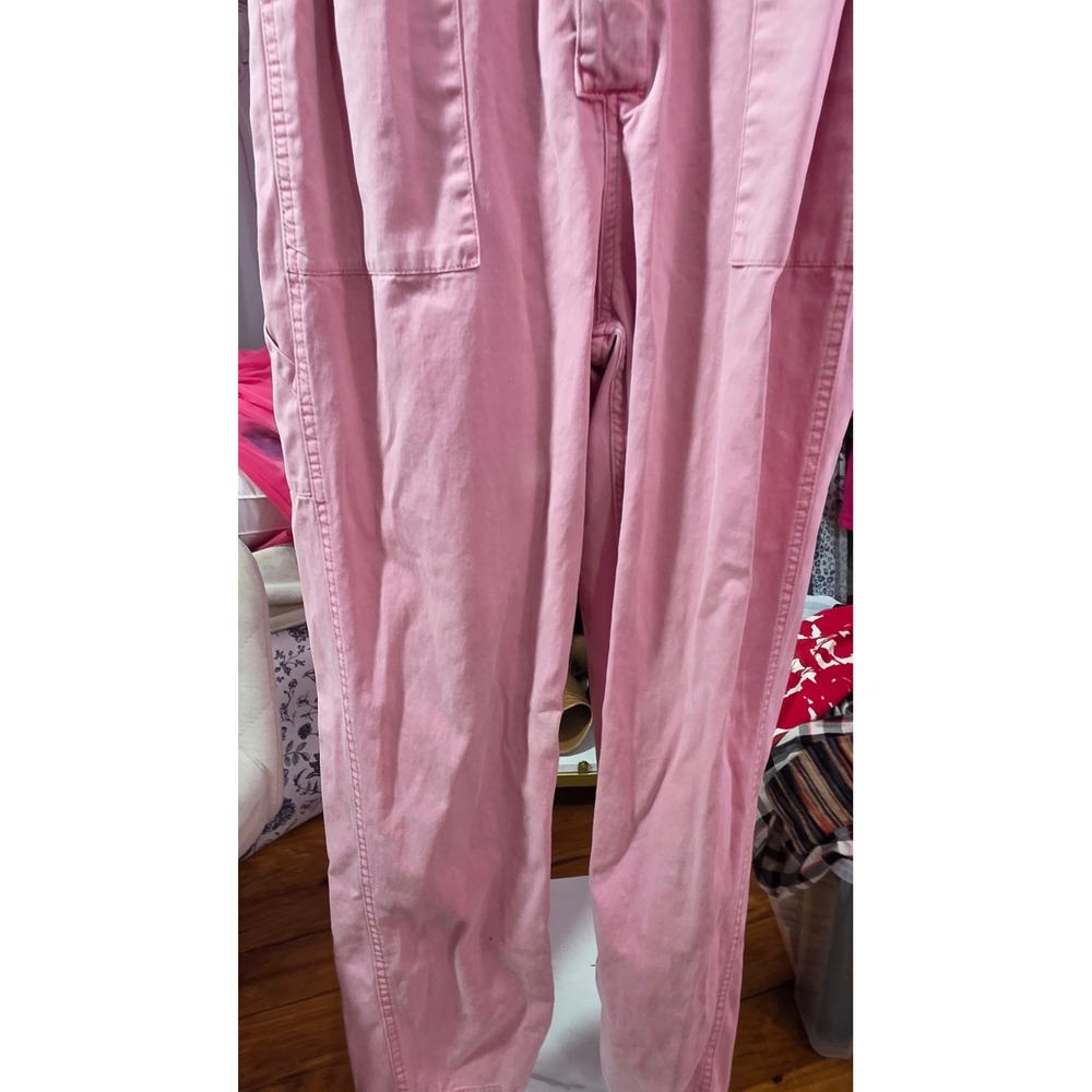 Pistola Pink Cotton Utility Jumpsuit Short Sleeve Wide Leg Suit Small - Picture 6 of 9